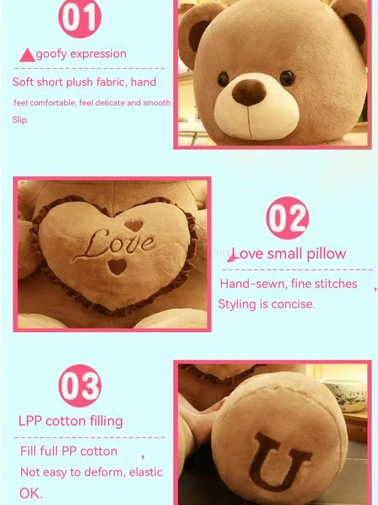 Gift 80/100cm Big Plush Size Teddy Bear Giant Toy Pink Girl Wife Birthday Valentines Day