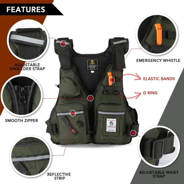 H04566fd01f674f518a8ef53c7c36b89fK Professional Life Jacket Fishing Vests Buoyancy Suit Portable Multi-Pockets Waterproof