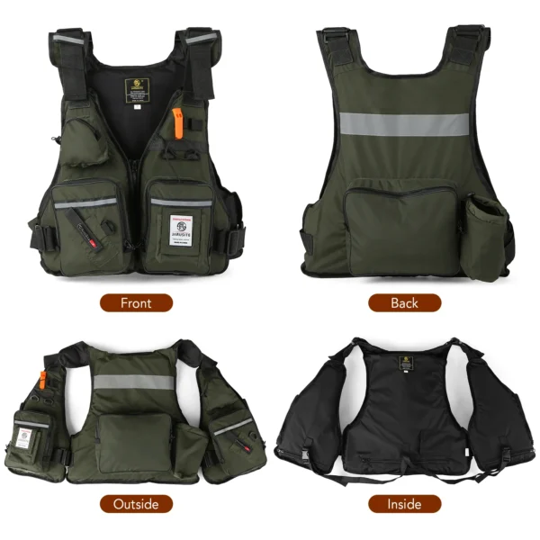 H414c18ac796f4705a7c615c542786627A Professional Life Jacket Fishing Vests Buoyancy Suit Portable Multi-Pockets Waterproof