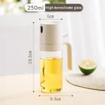 Oil Spray Bottle 250ml High Borosilicate Glass Cooking Oil Dispenser