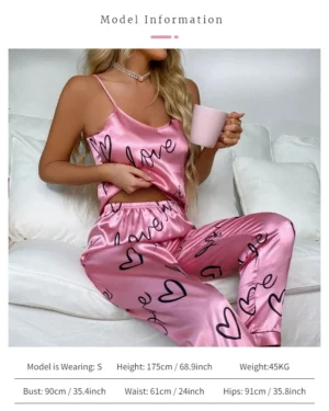Women Sexy Satin Pijamas Set Lingerie Sleepwear
