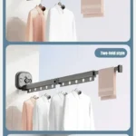 Windproof Wall-Mounted Drying Rack Retractable No-Hole Aluminum Alloy Material