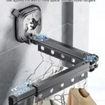 Windproof Wall-Mounted Drying Rack Retractable No-Hole Aluminum Alloy Material