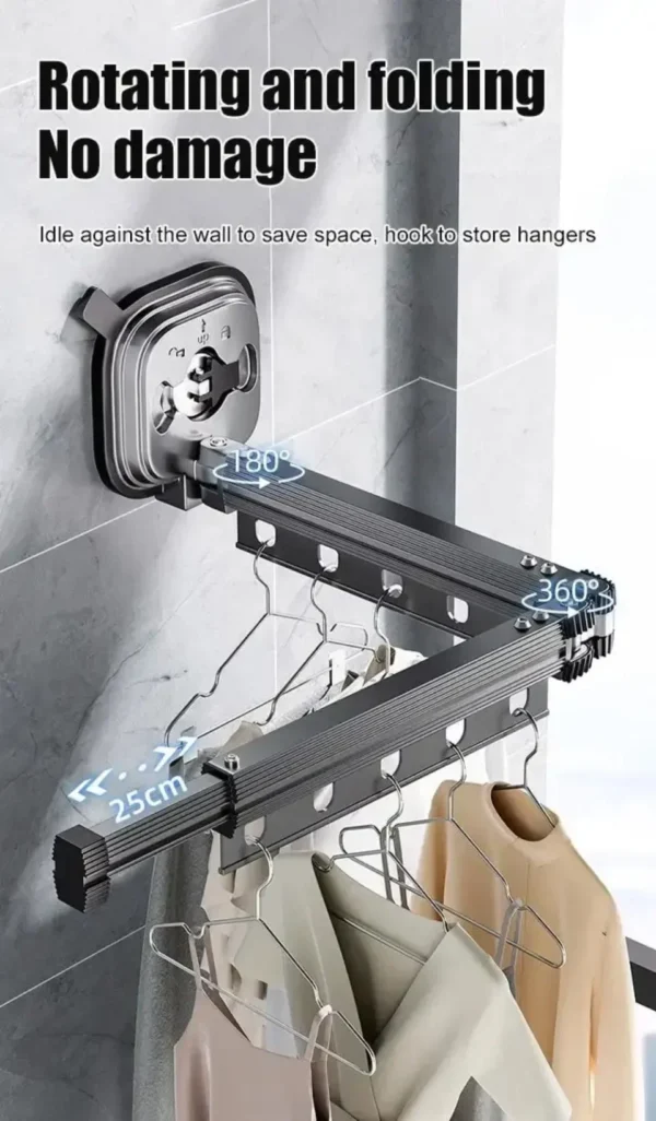 S3fe0e6bdbcf240139ef277659586932c7 Windproof Wall-Mounted Drying Rack Retractable No-Hole Aluminum Alloy Material