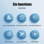 Windproof Wall-Mounted Drying Rack Retractable No-Hole Aluminum Alloy Material